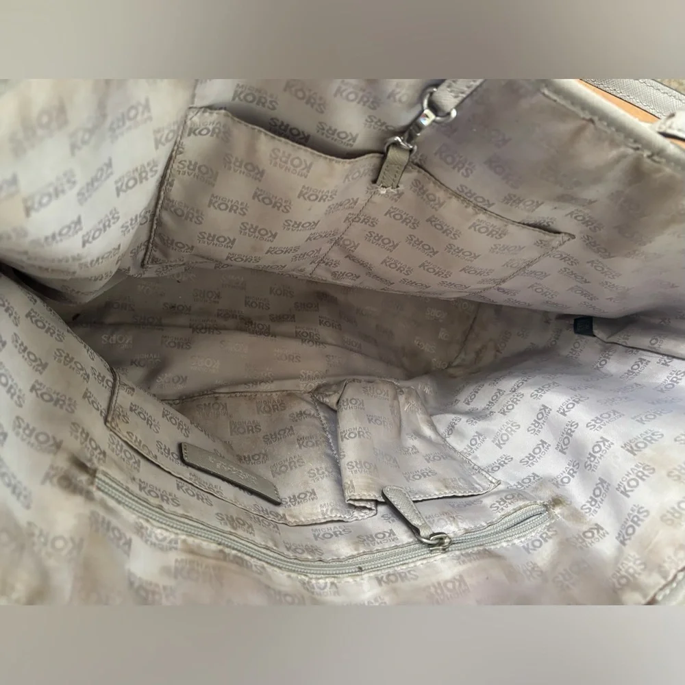 Michael Kors Jet Set Travel large tote bag in grey saffiano leather